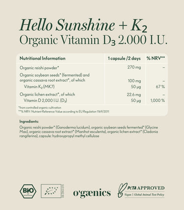 HELLO SUNSHINE PLUS K2 VITAMIN D3 KOMPLEX 2.000 I.E.